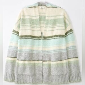 NWT American Eagle Striped Fuzzy Oversized Cardigan Small